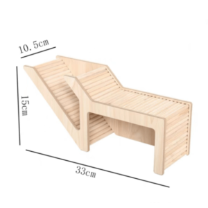 wooden two-level platform tunnel with ramp and hideout for hamsters, rectangular design